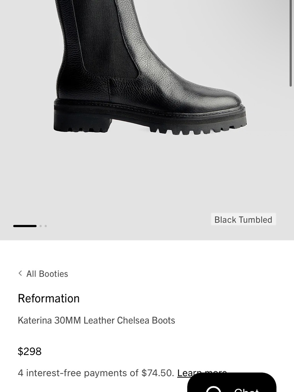 Reformation Katerina Black Leather Chelsea Boots